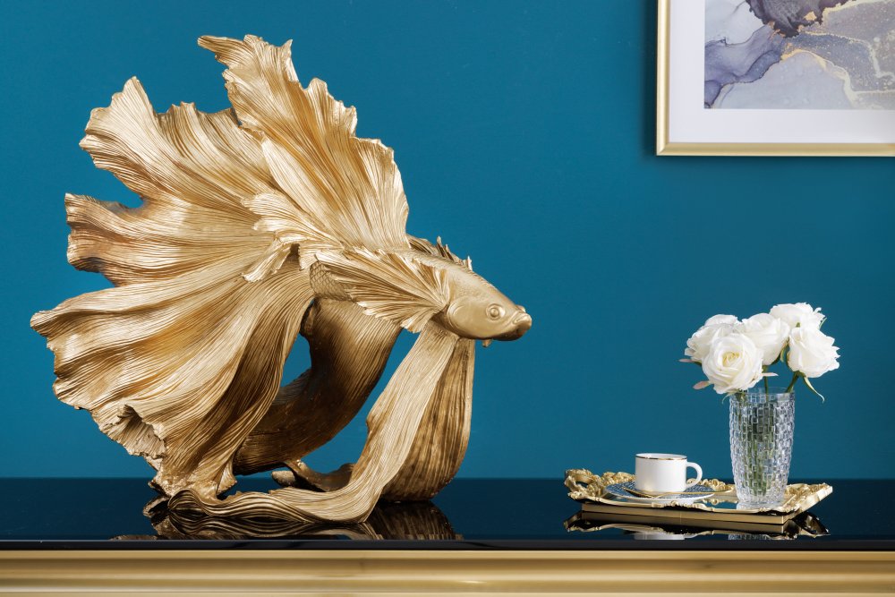 Levně Dekorační socha rybka TEJE Dekorhome Zlatá