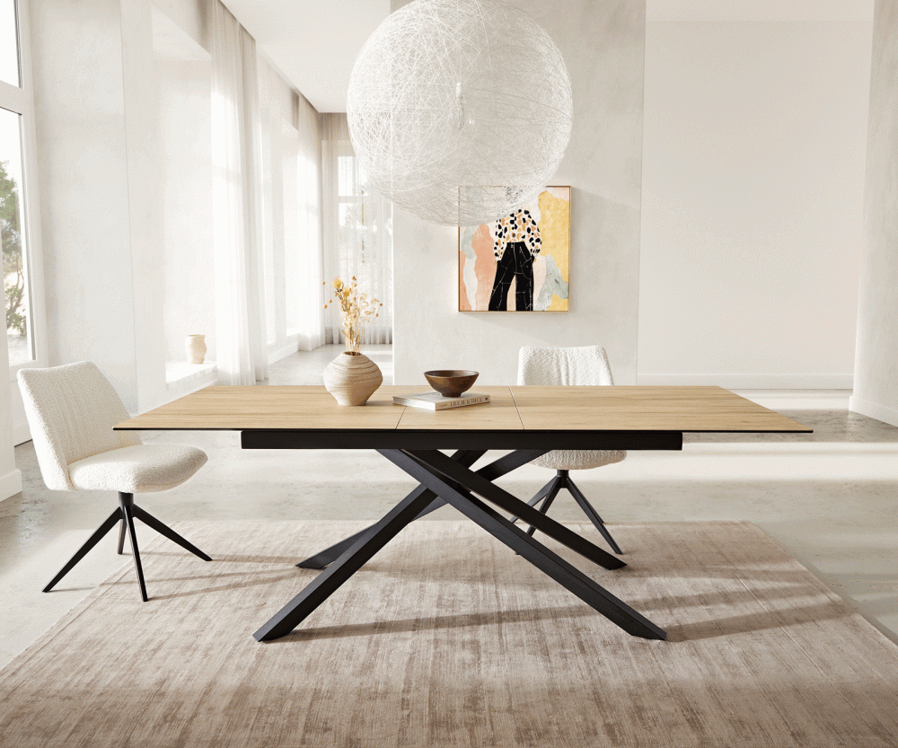 Jedálenský stôl Edge 180-220x100 keramický Laminam® Sabbia krížová