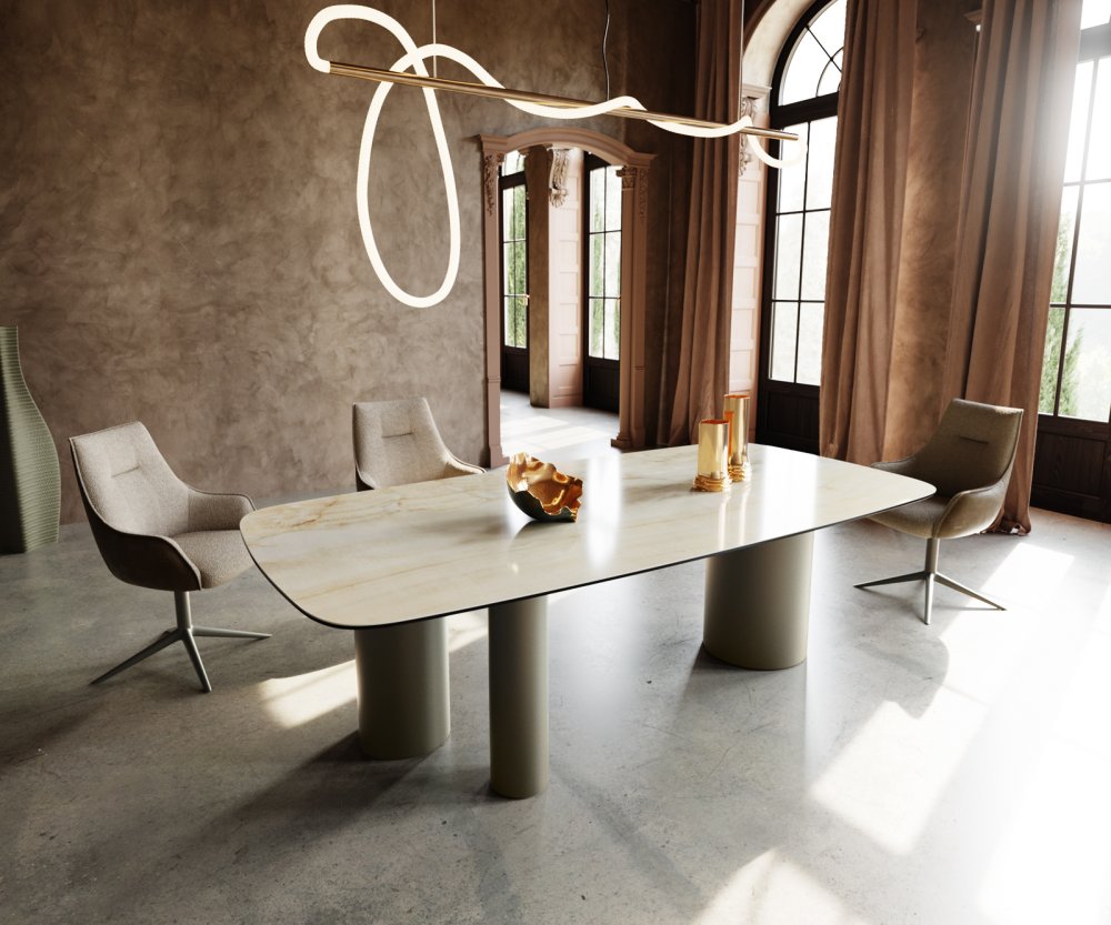 Jedálenský stôl Edge oválny 240x120 keramický Iris FmG Onice OroTroa