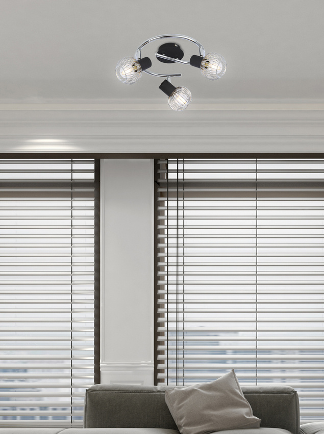 Špirálová stropná lampa 3X40W E14 čierna/chróm OSLO