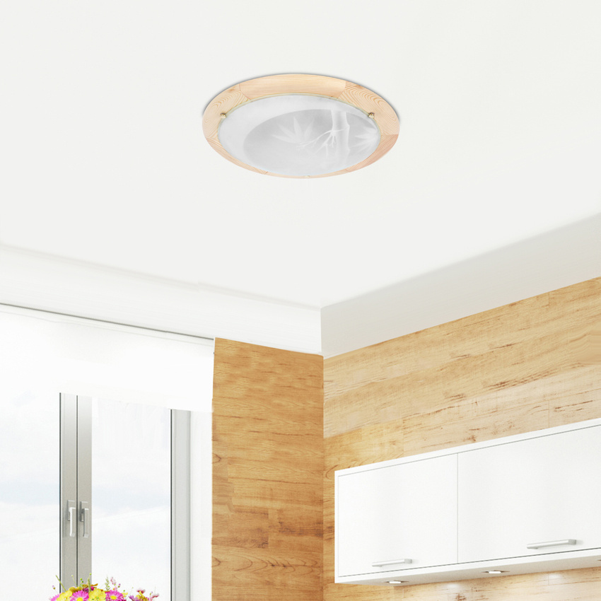 Stropné svietidlo Bambusové stropné svietidlo Drevené Štandardné 2X60 W E27 Borovicové