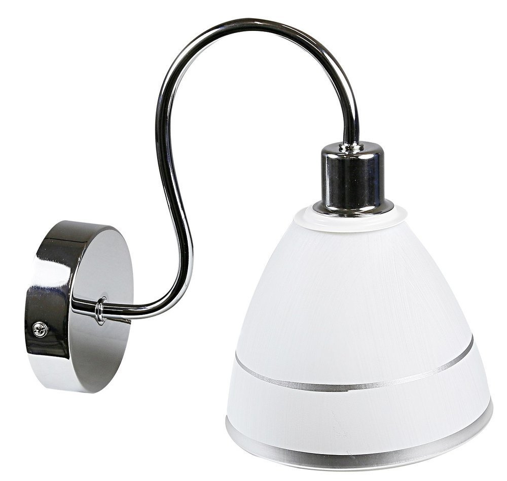 Chrómová nástenná lampa, biele tienidlo s pruhom, 40W E14 Elf