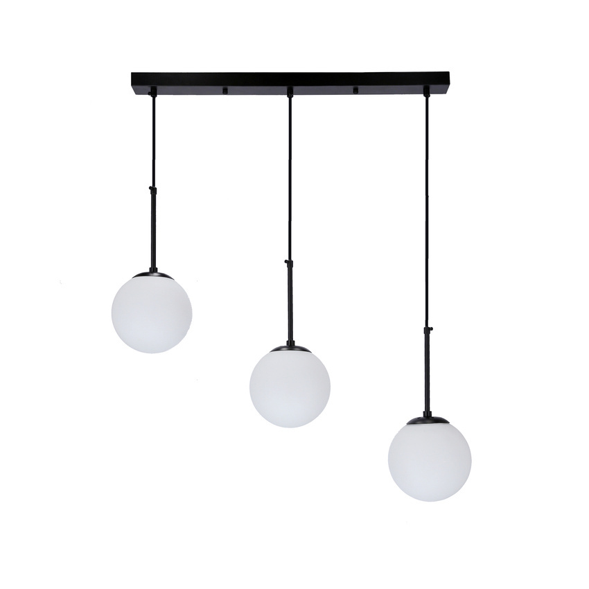 Závesná lampa Pompei čierna 3X40W E27 biele tienidlo
