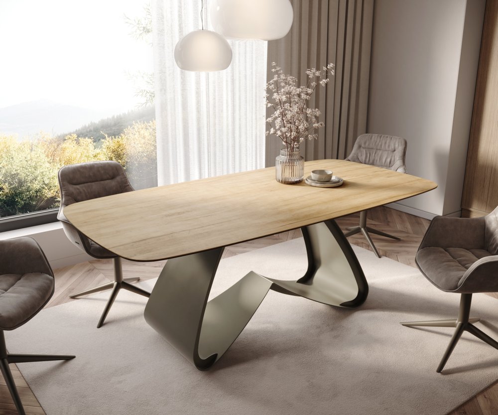 Jedálenský stôl Edge Boot 200x100 keramický Laminam® Sabbia dub