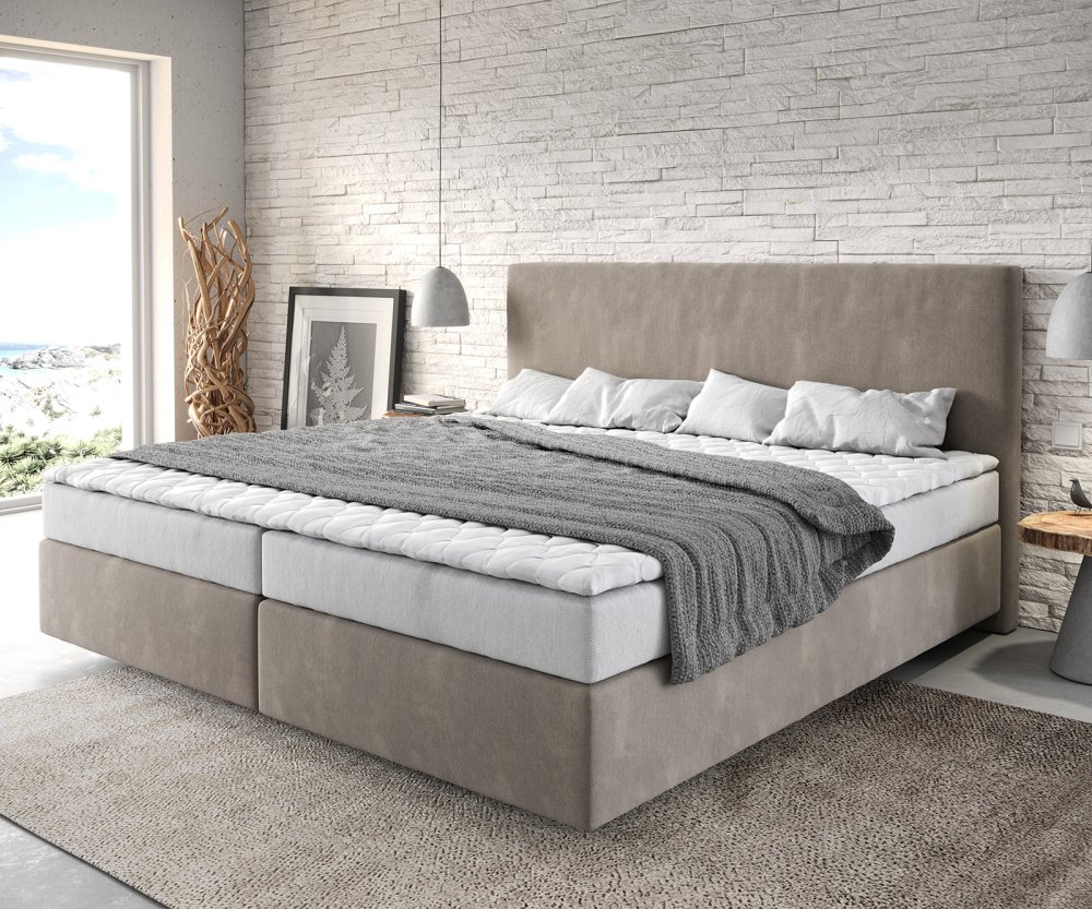 Boxspring posteľ Dream-Well mikrovlákno béžová 200x200 cm bonellový