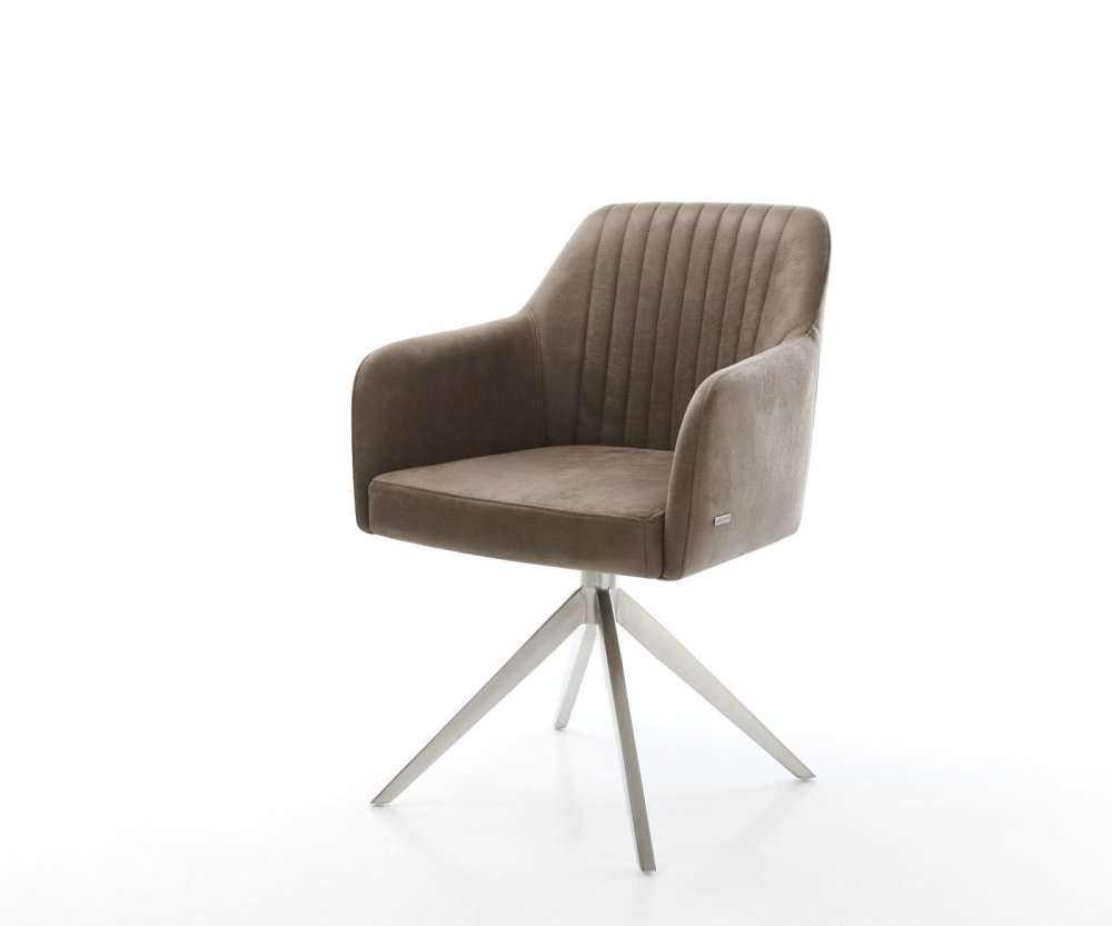 Otočná jedálenská stolička Greg-Flex mikrovlákno taupe vintage krížová