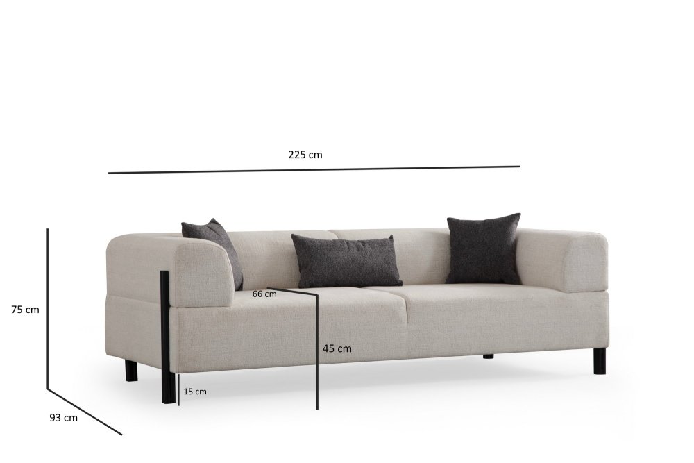 Trojmístná pohovka Gio 3 Seater - White (obrázek 3)