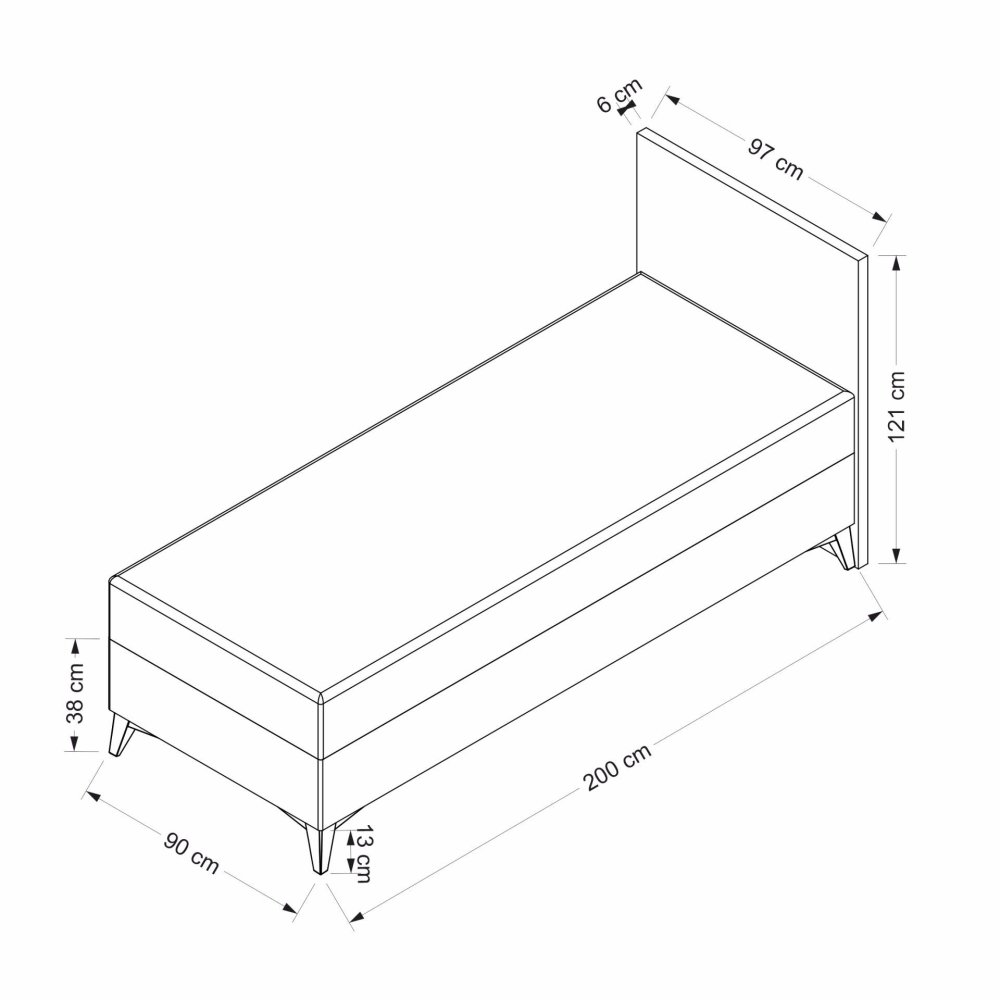Rám jednolůžkové postele s čelem Abella 90 x 190 - Grey (obrázek 3)