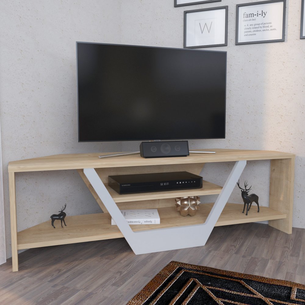 TV stolek Sares - Oak, White (obrázek 7)