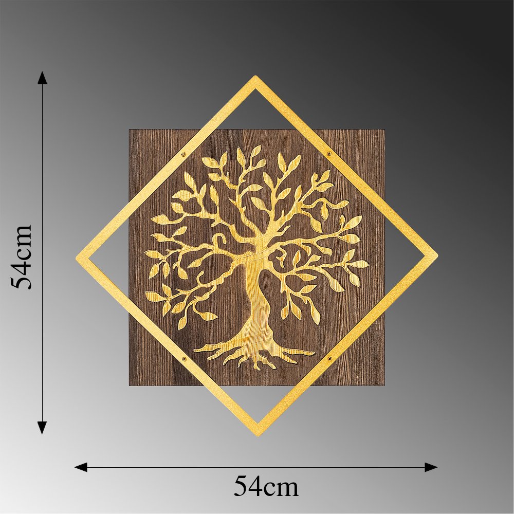Dekorativní dřevěný doplněk na zeď Tree v2 - Gold (obrázek 3)