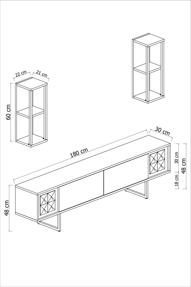 Living Room Furniture Set Black Line Set - Walnut, Black (obrázek 7)
