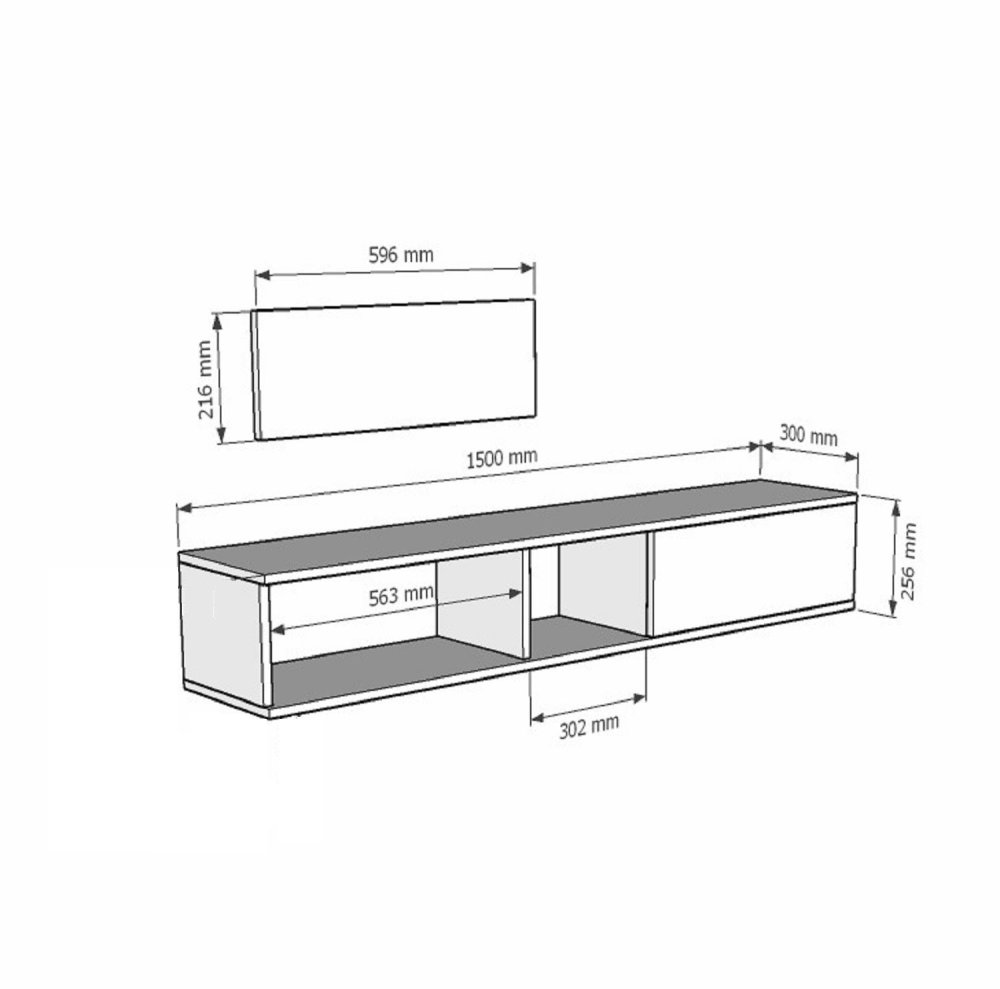 TV stolek Zuzu 150 - Sapphire Oak, White (obrázek 3)