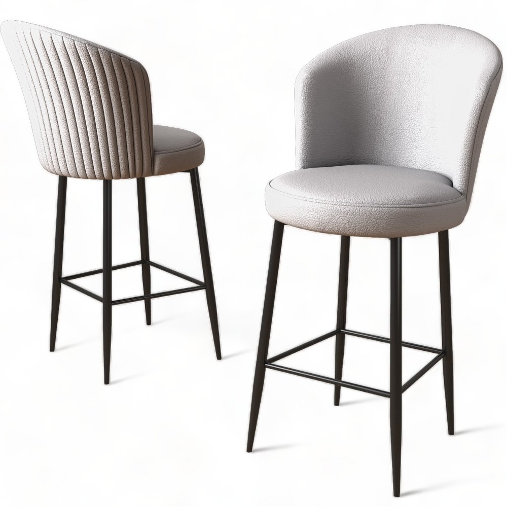 Bar Stool Set (2 Pieces) Uras - Grey, Black (obrázek 4)