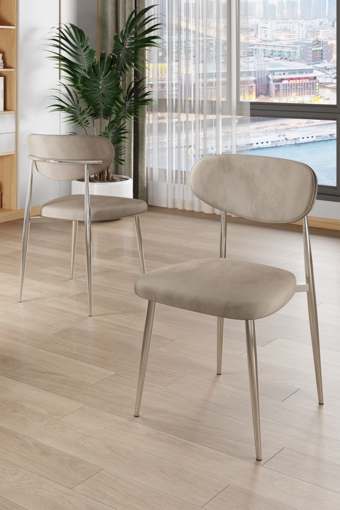 Súprava stoličiek (4 kusy) Vina - Cappuccino, Chrome