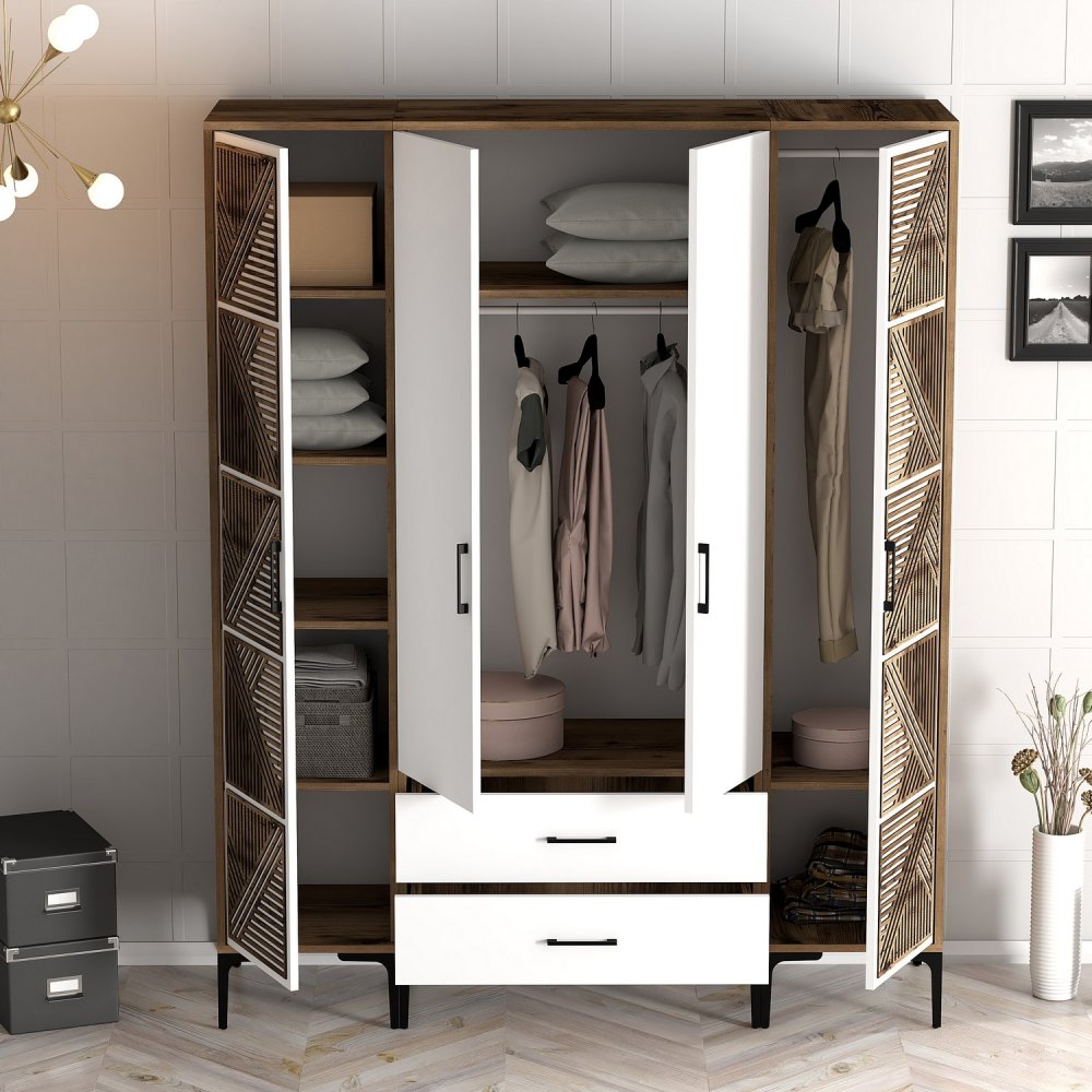 Šatní skříň Kumsal PTP - Walnut, White (obrázek 5)