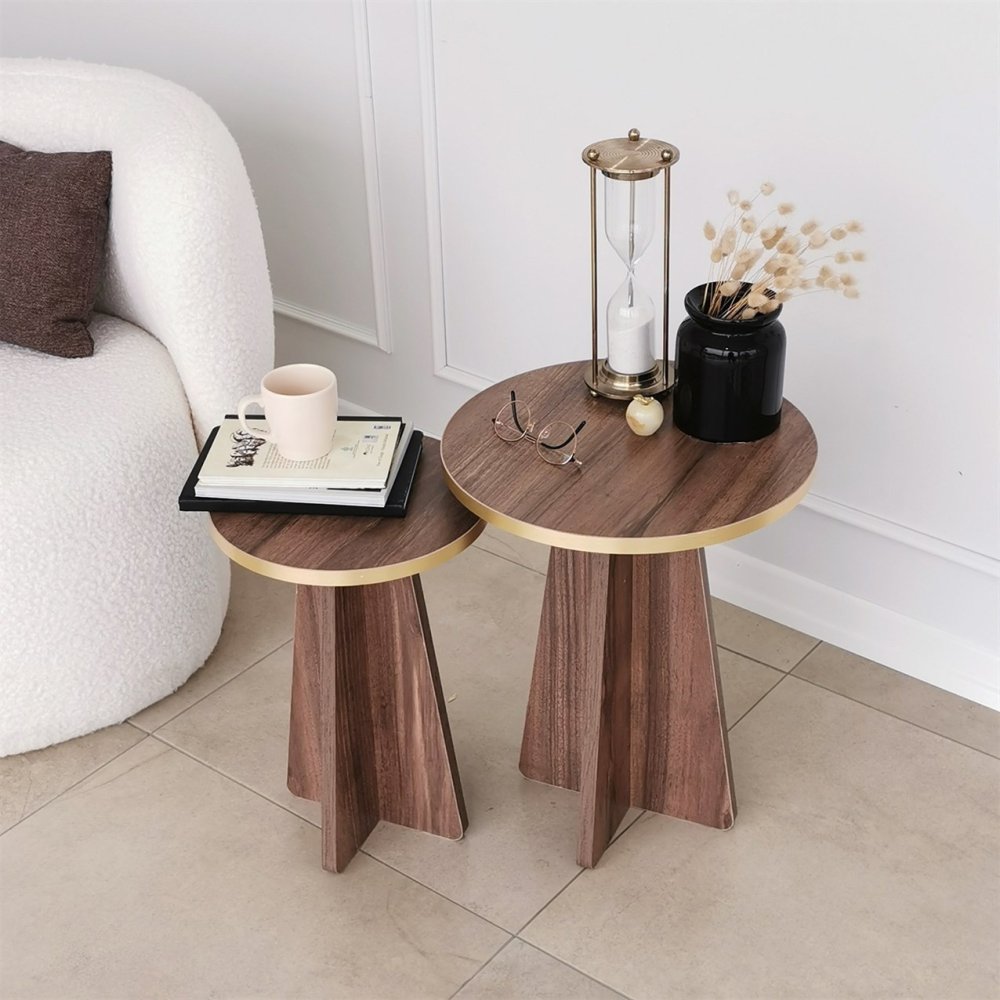 Sada konferenčních stolků Mushroom 2 - Gold, Walnut (obrázek 5)