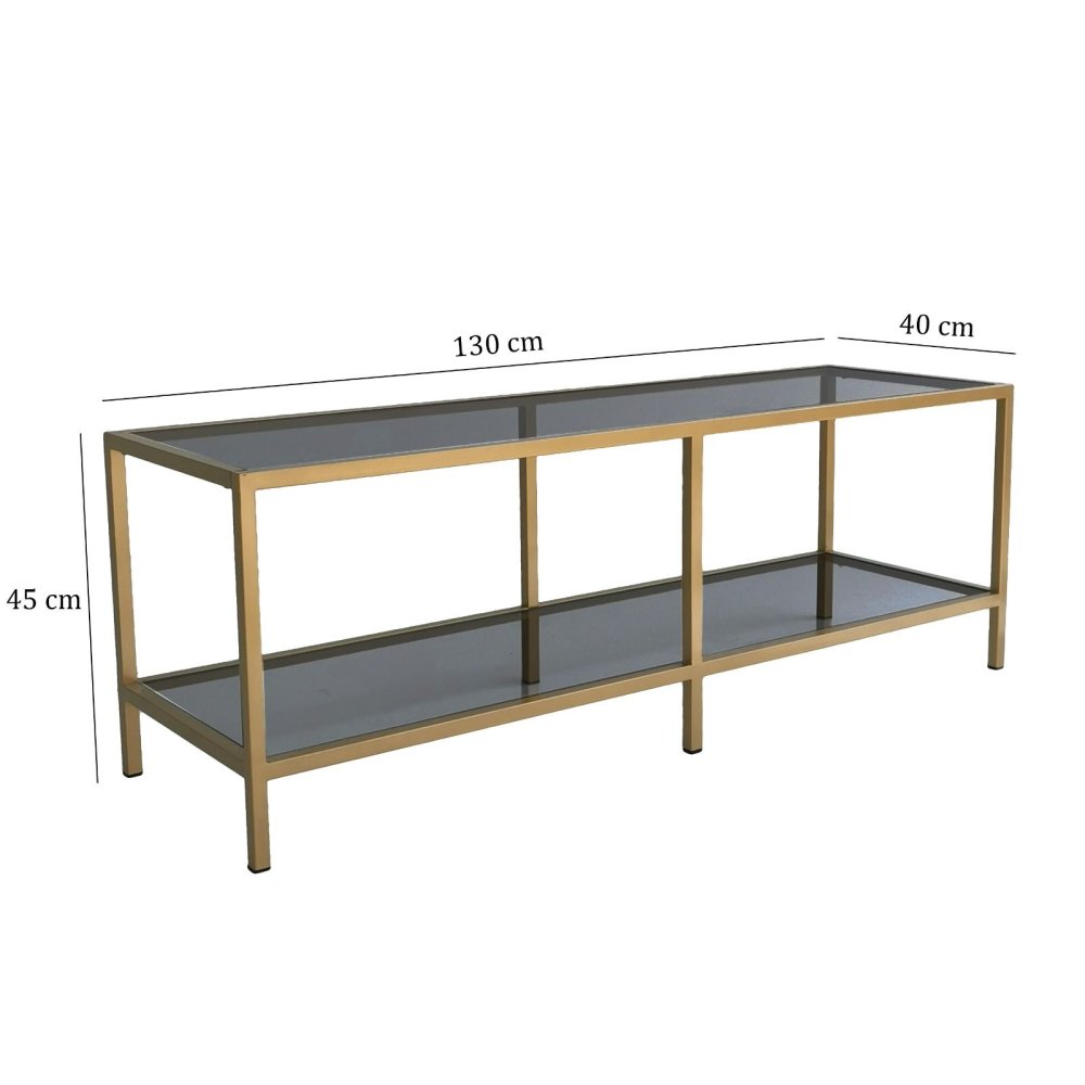 TV stolek Basic - Dark Grey, Gold (obrázek 3)