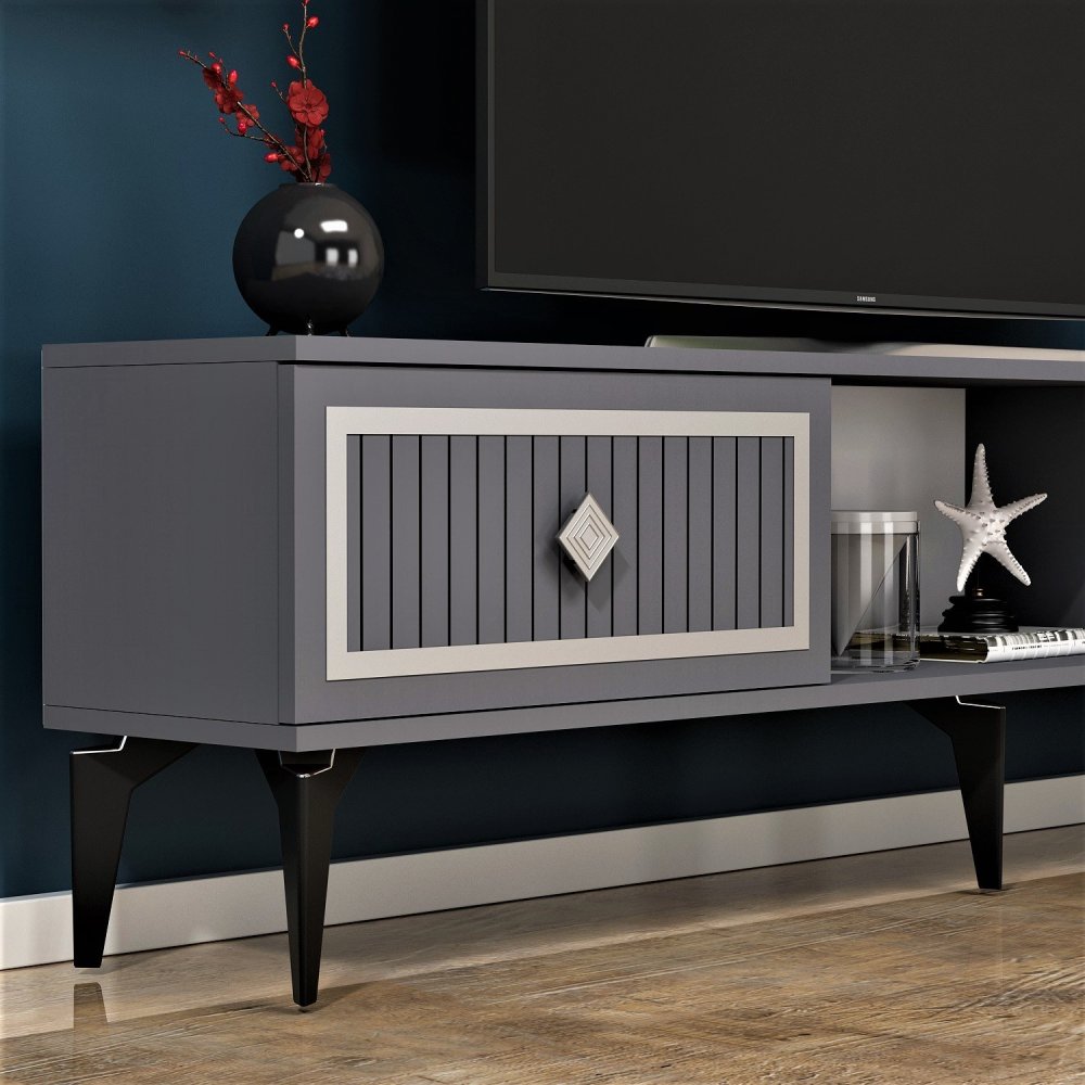 TV stolík Nil - Anthracite, Silver