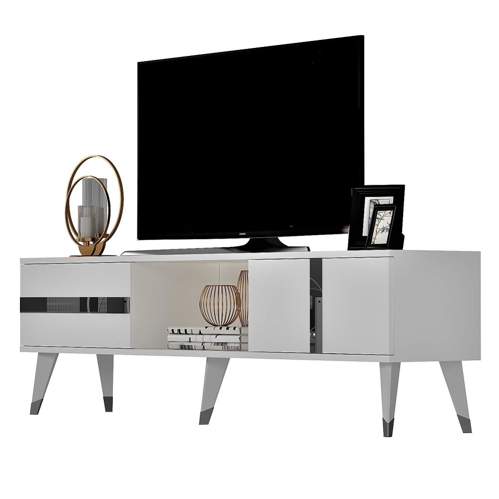TV stolík Vania - White, Silver