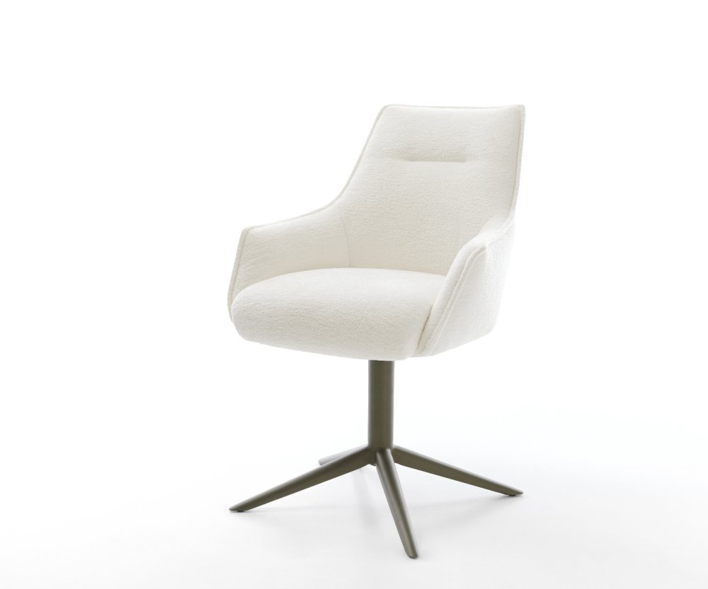 Jedálenská stolička Alja-Flex s opierkami bouclé mäkký béžová podstava