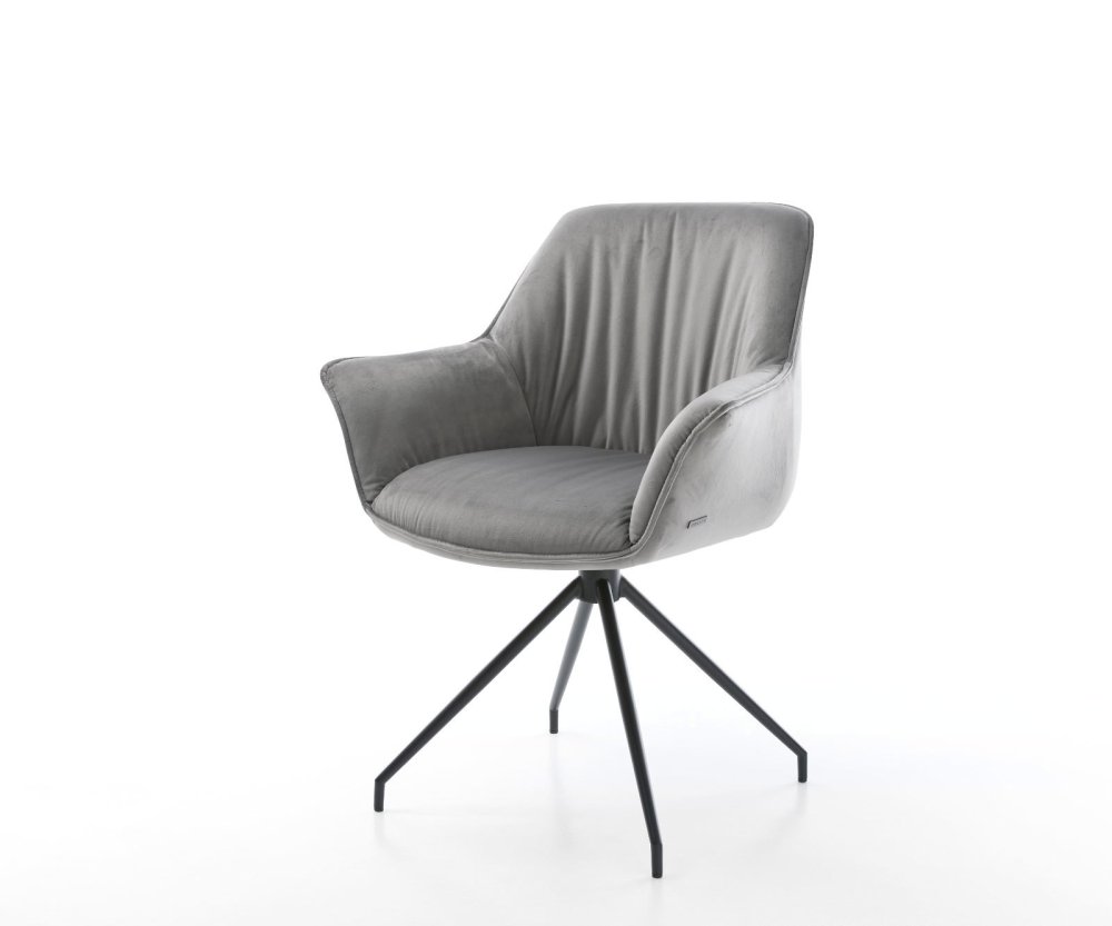 Jedálenská stolička Keila-Flex s opierkami zamat sivá kovová podstava