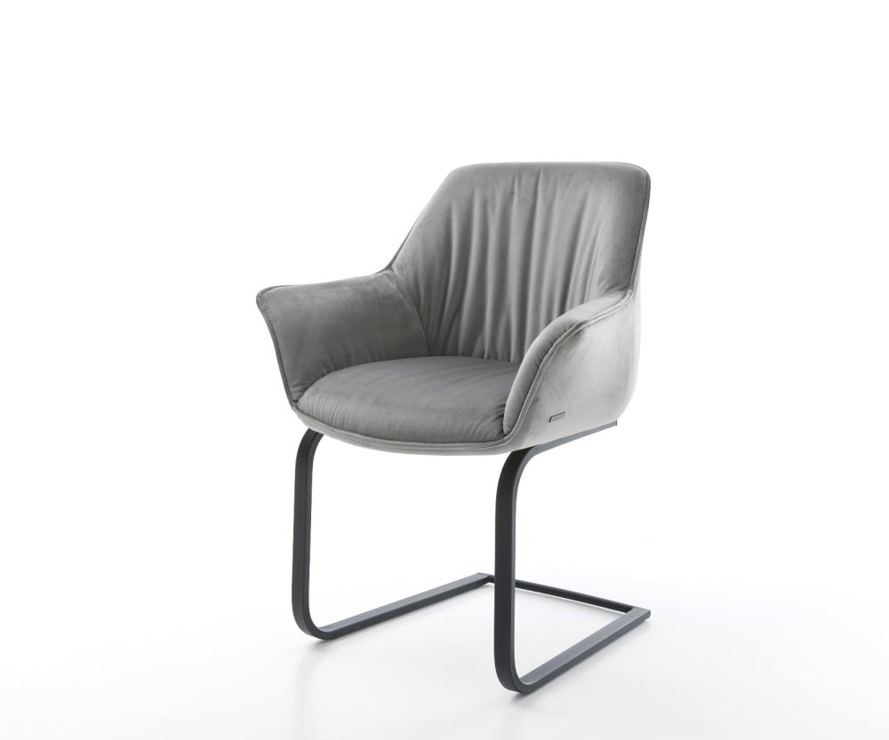 Jedálenská stolička Keila-Flex s opierkami zamat sivá jedálenská