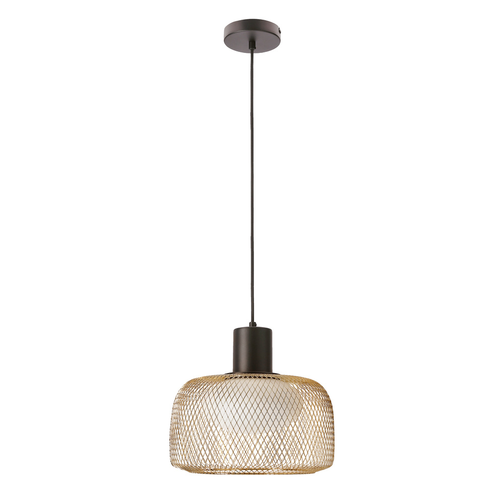 Lampa wisząca Sopra 32 czarno złota z kloszem drucianym nad stół