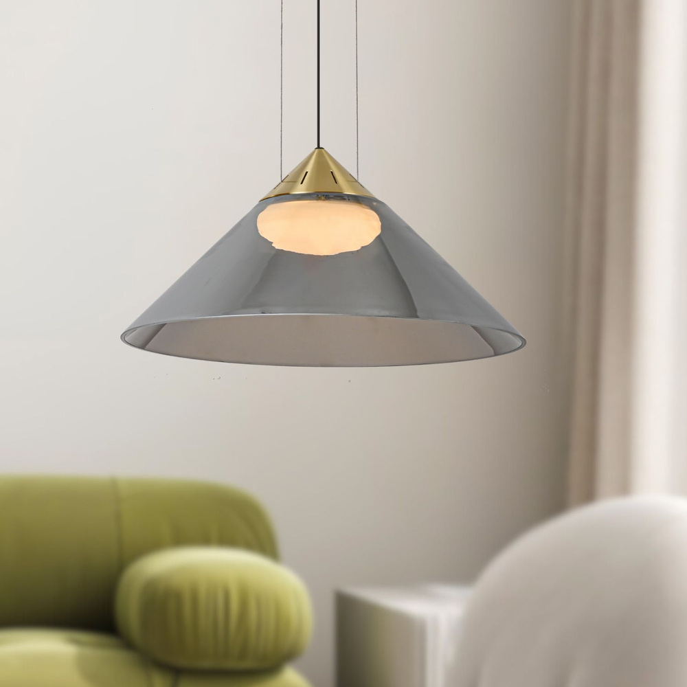 Levně Lampa wisząca Presto 42 szklana złota z kloszem dymionym nad stół GX53